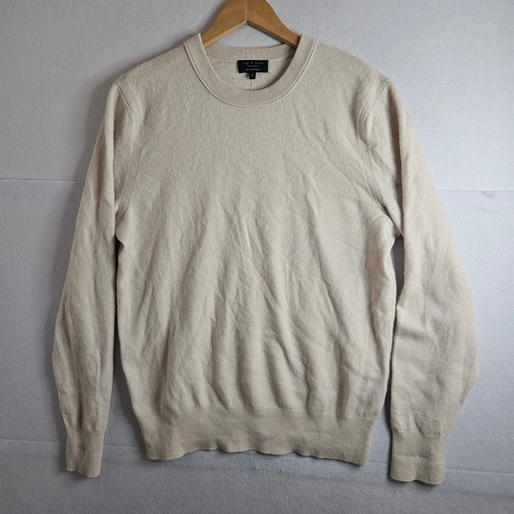 Rag & Bone Mens 100% Cashmere Crewneck Sweater Oatmeal Beige Large L